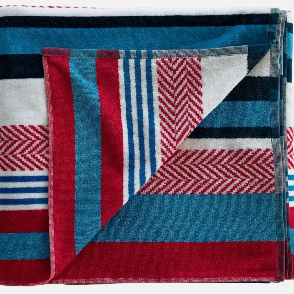 Huge Colorful Striped Design Beach Towel for Two (6ftx7ft)